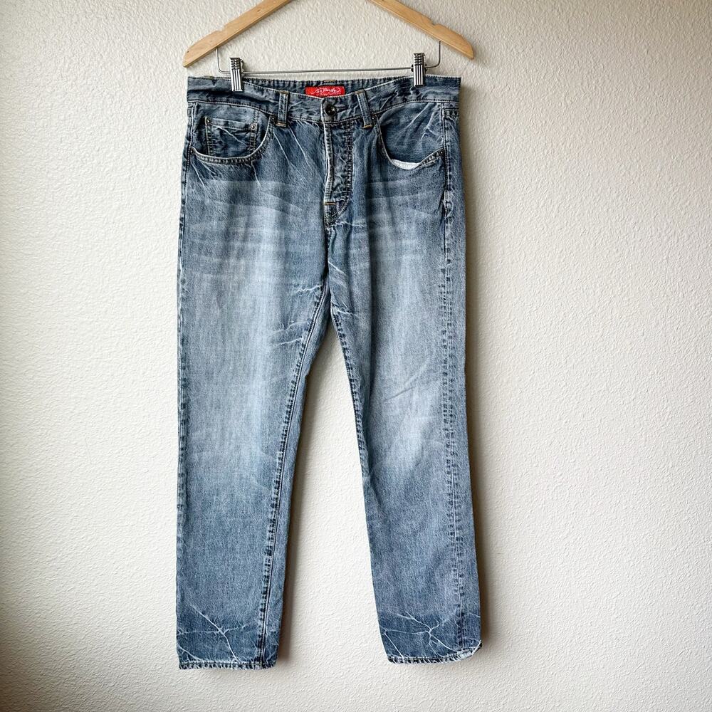 Ed Hardy Mens Straight Leg Jeans 32x32 Light Wash Denim Christian Audigier